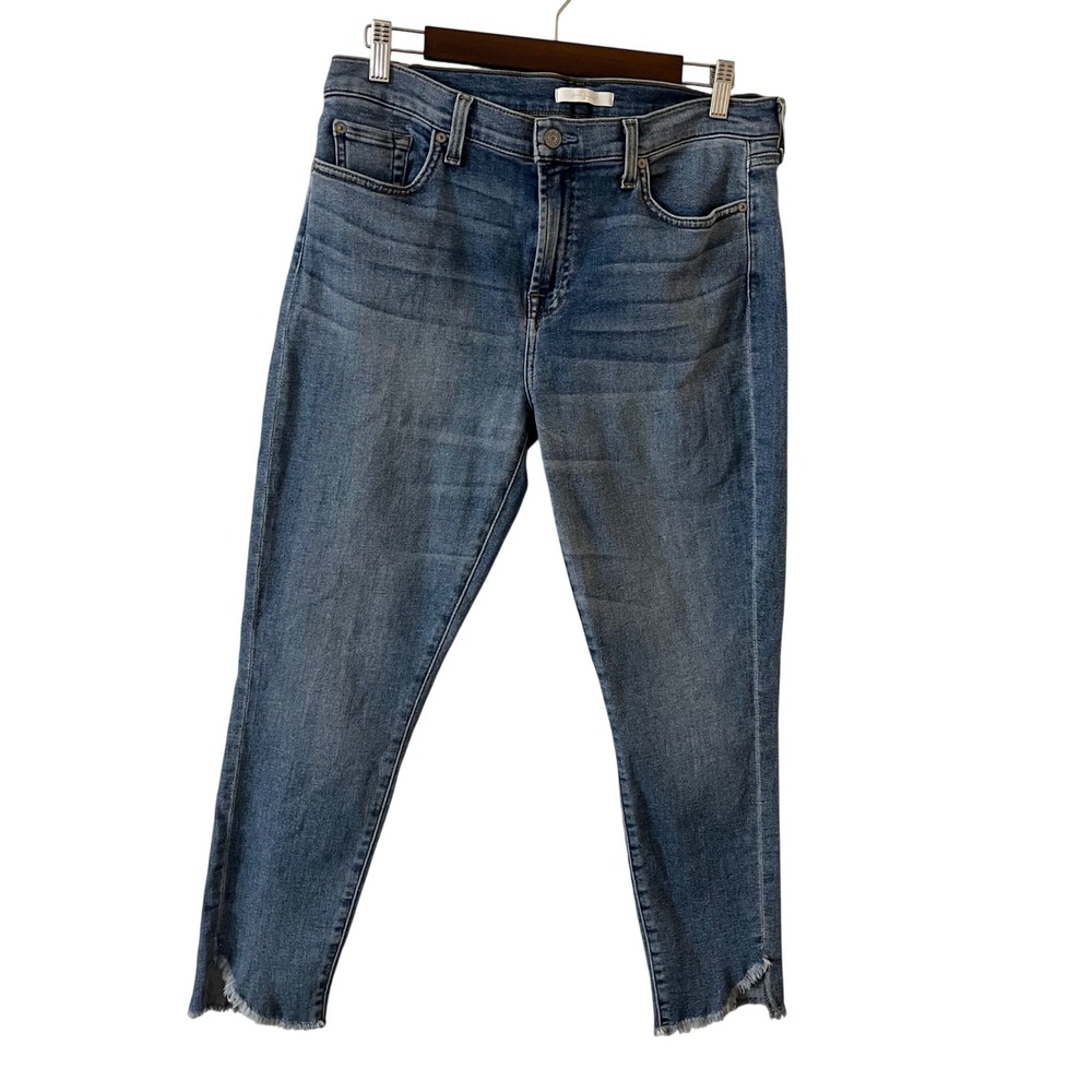 7 For All Mankind Ankle Skinny Raw Hem Denim Jeans Light Wash Size 31